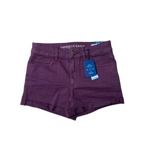 NWT American Eagle Women short Size 6  High-RIse Stretchy Burgundy Shorts